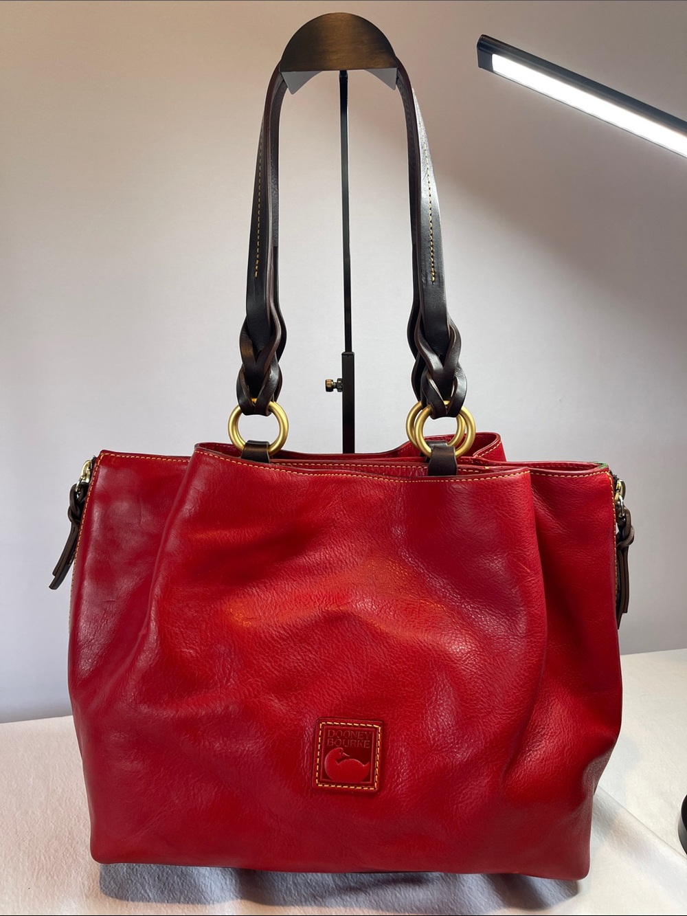 Dooney & Bourke Florentine Large Zip Barlow Shoulder Bag in Red